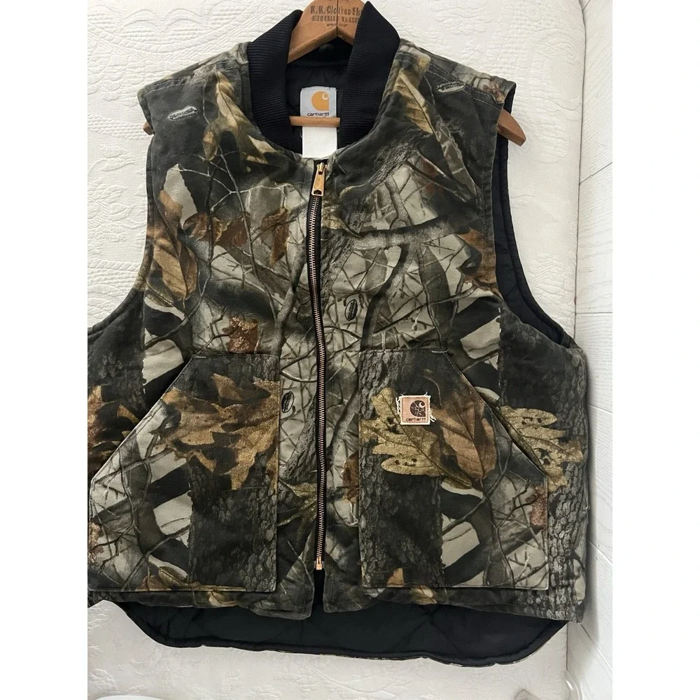 VTG Carhartt V20 CMO Realtree Camo Arctic Quilt Lined Vest Mens L USA